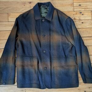 Todd Snyder Navy and Brown Plaid Shirt Jacket